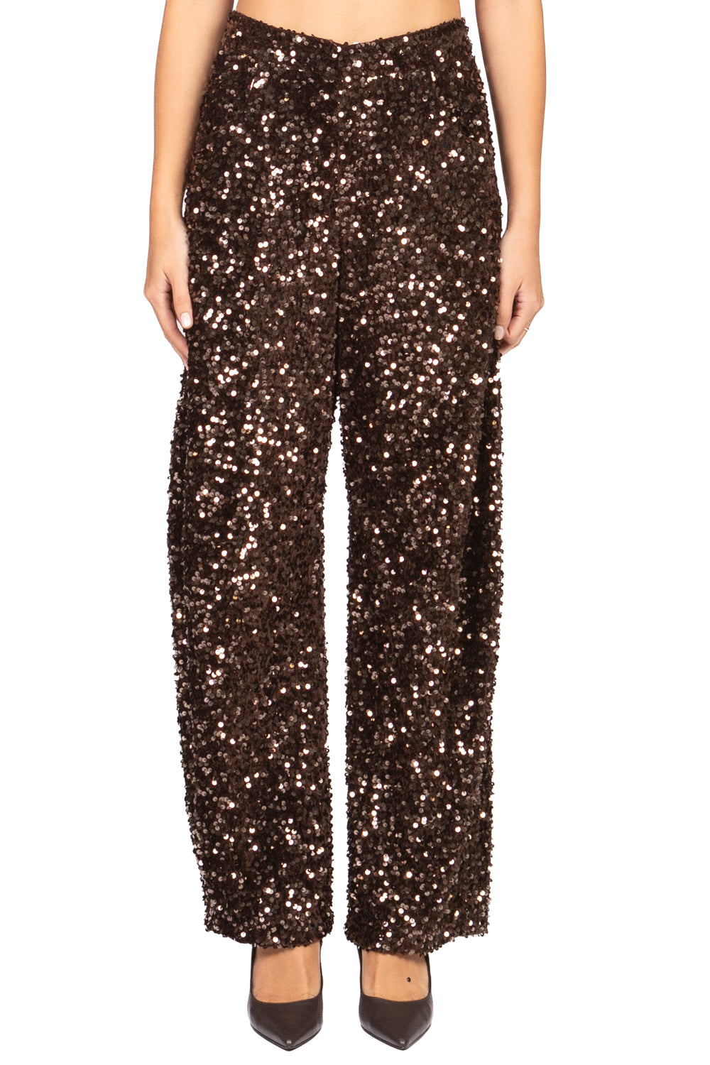 Tensione In - Pantalone barrel ciniglia paillettes Art. W25PC72