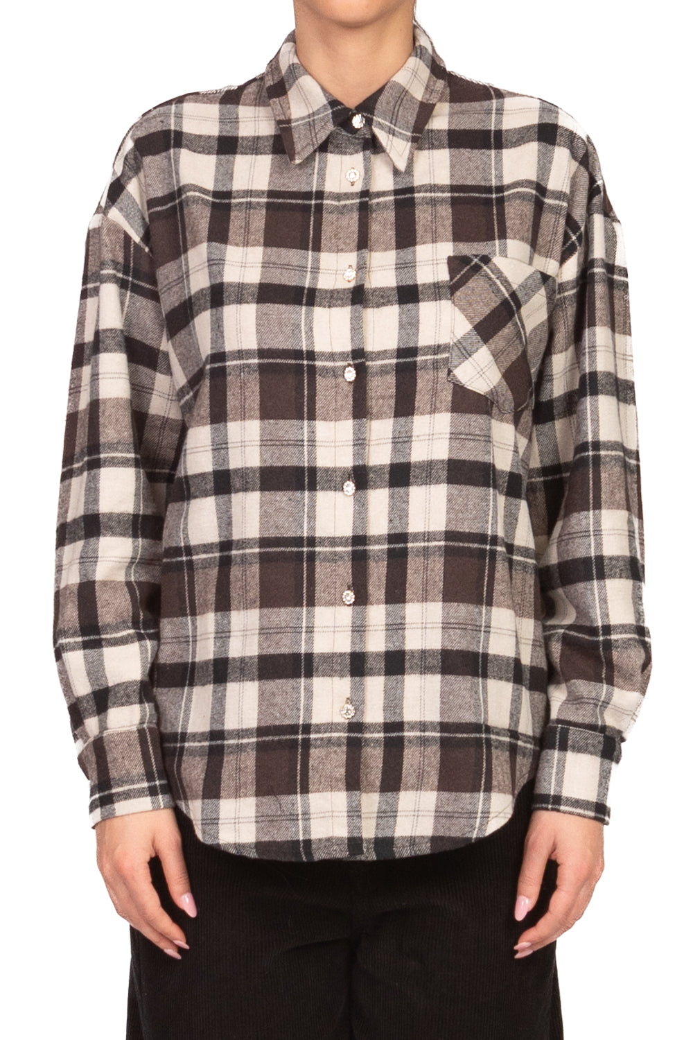 Tensione In - Camicia flanella check bottoni gioiello Art. 26C1733