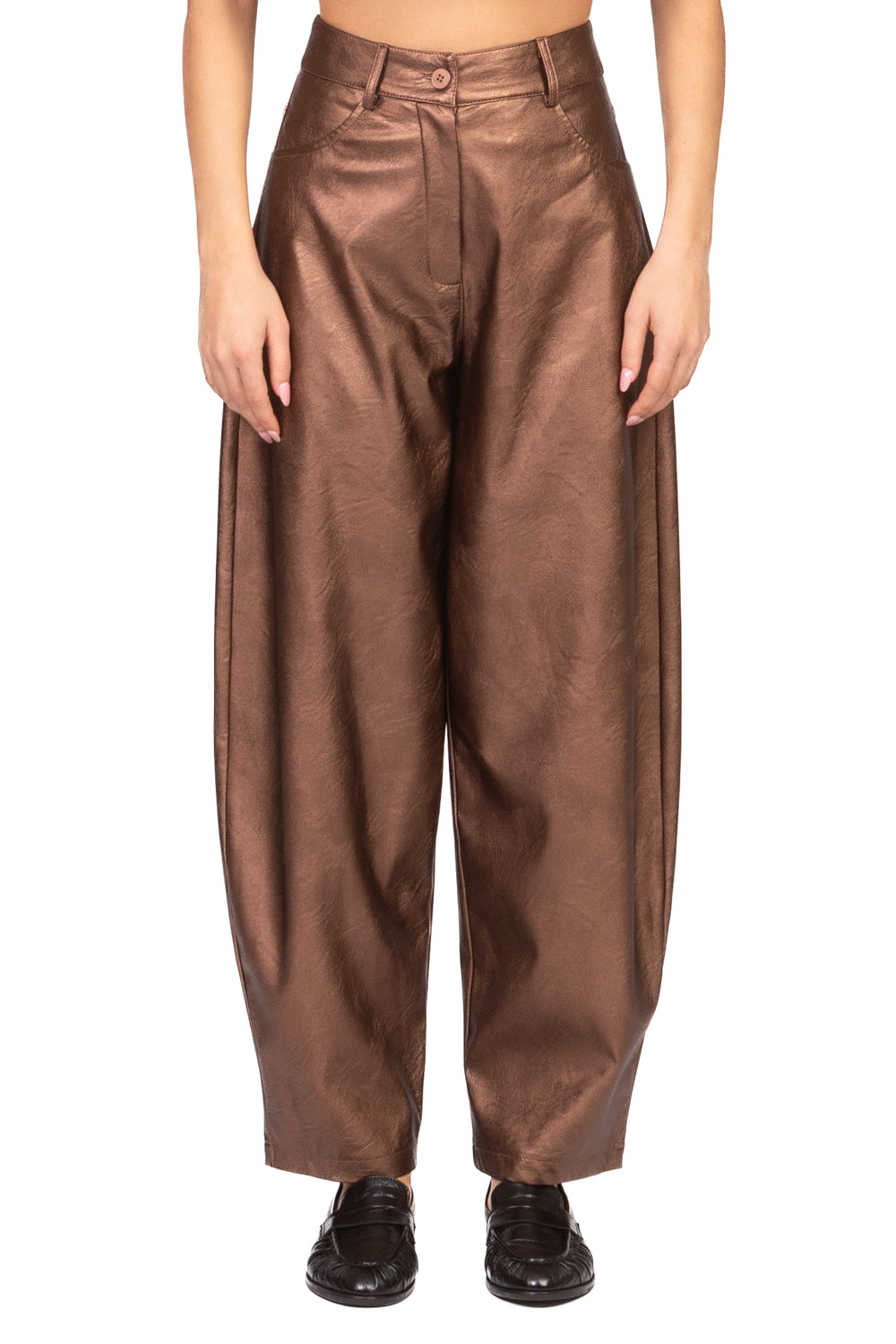 Tensione In - Pantalone barrel ecopelle laminato Art. 26P1721