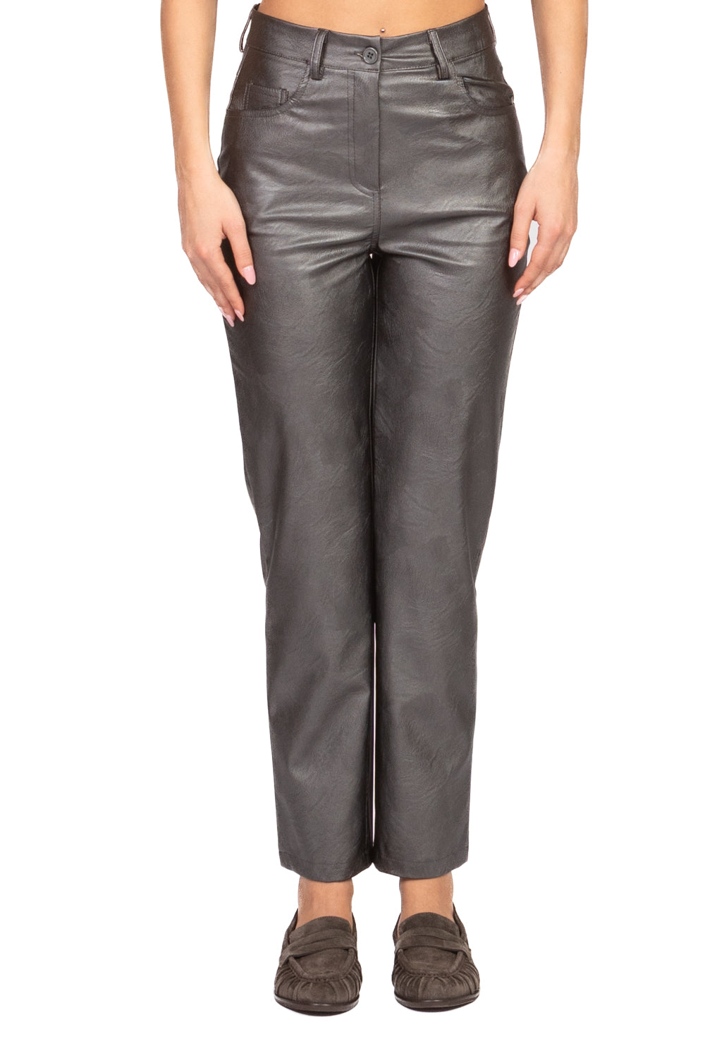 Tensione In - Pantalone dritto ecopelle laminato Art. 225092-1