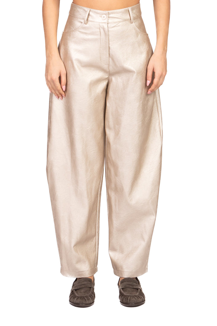 Tensione In - Pantalone barrel ecopelle laminato Art. 26P1721