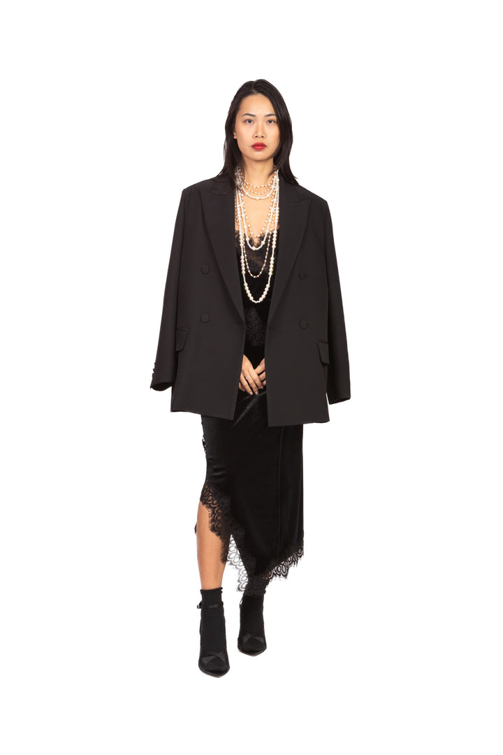 Imperial - Top asimmetrico in ciniglia con pizzo Art. R9990023U