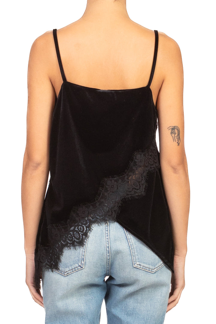 Imperial - Top asimmetrico in ciniglia con pizzo Art. R9990023U