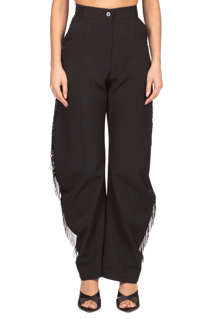 Vicolo - Pantalone barrel con frange perline Art. TF2218