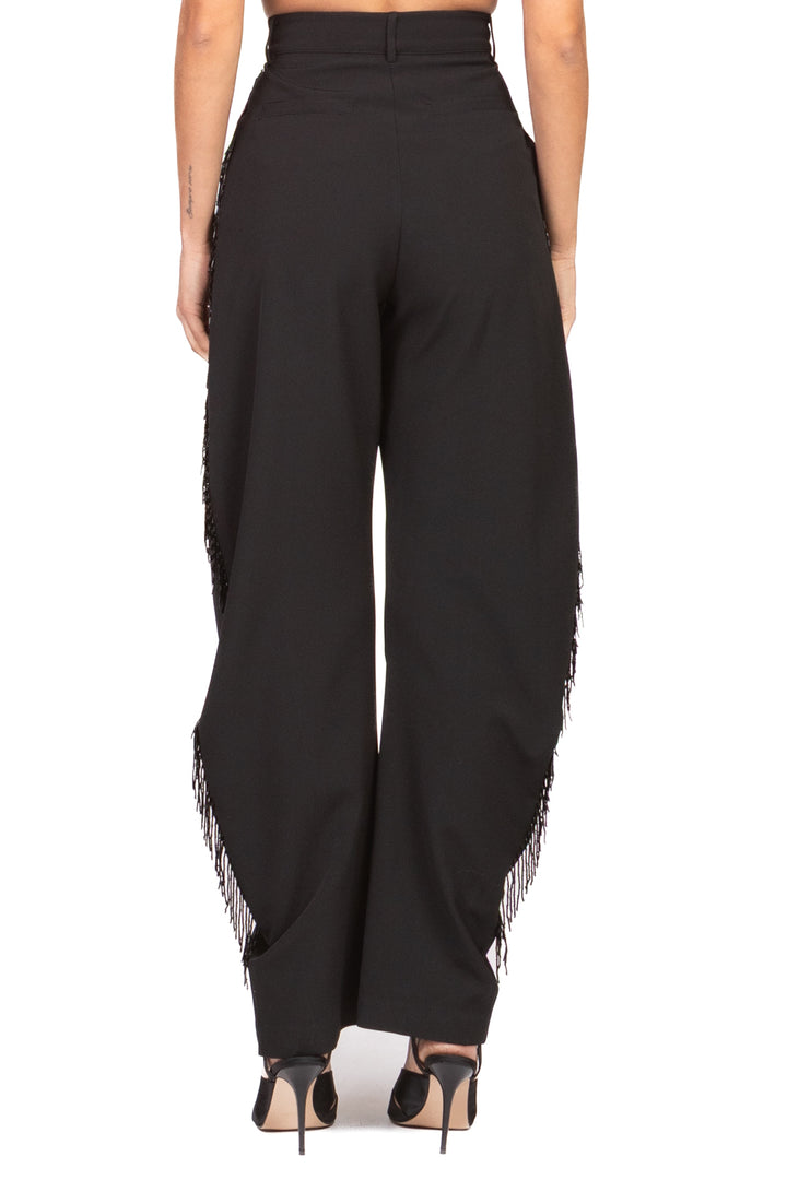Vicolo - Pantalone barrel con frange perline Art. TF2218