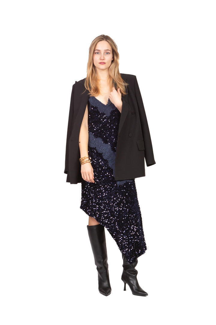 Tensione In - Top asimmetrico ciniglia paillettes Art. W25TC78