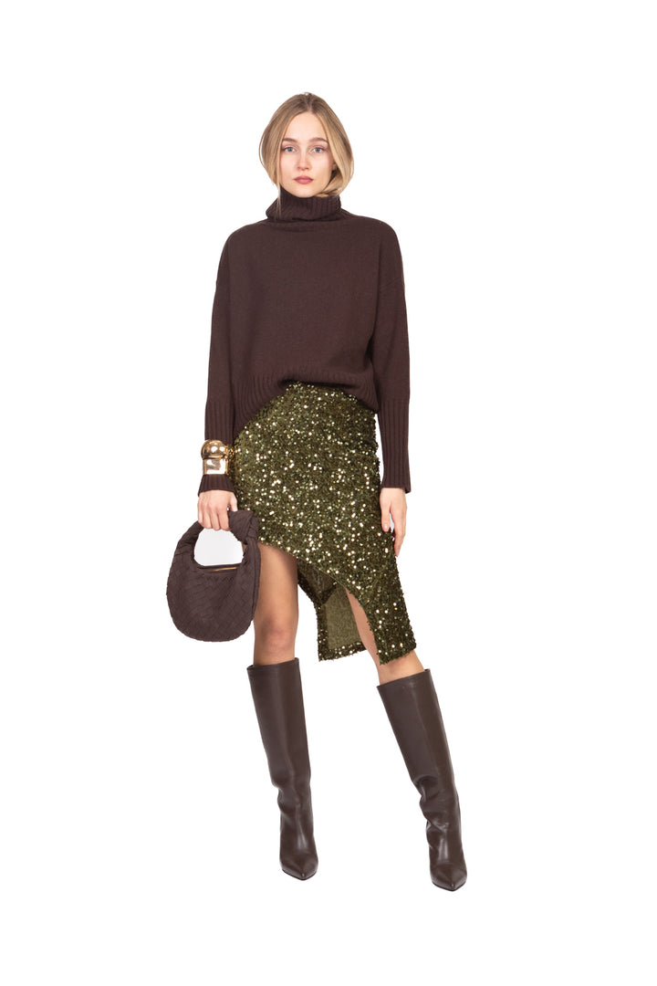 Tensione In - Gonna mini asimmetrica ciniglia paillettes Art. W25GC76