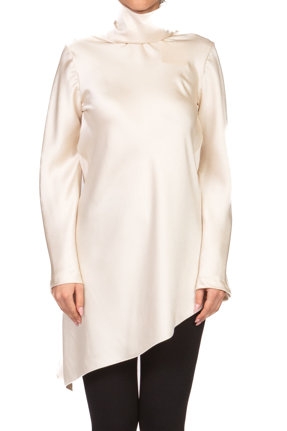 Tensione In - Blusa satin asimmetrica collo alto Art. 38208