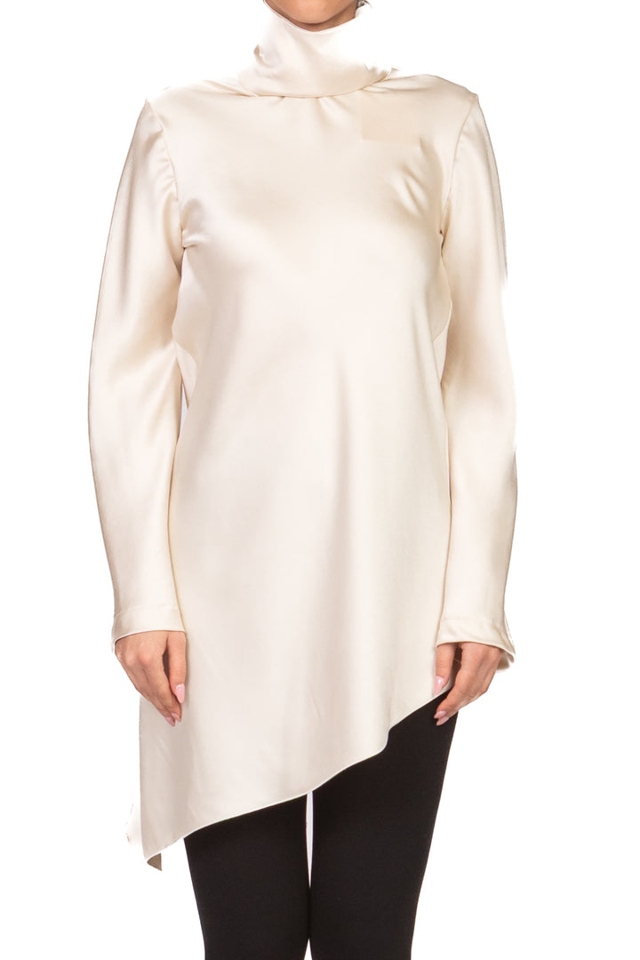 Tensione In - Blusa satin asimmetrica collo alto Art. 38208