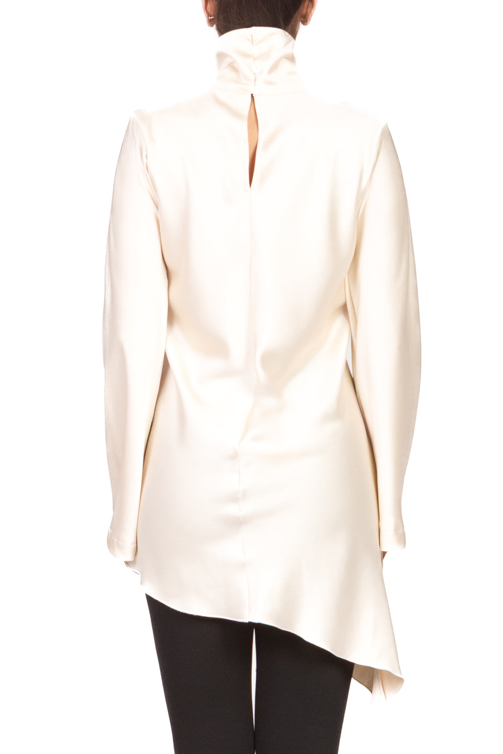 Tensione In - Blusa satin asimmetrica collo alto Art. 38208