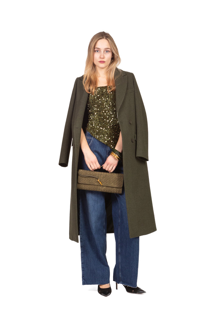 Tensione In - Top a fascia asimmetrico ciniglia paillettes Art. W25TC82