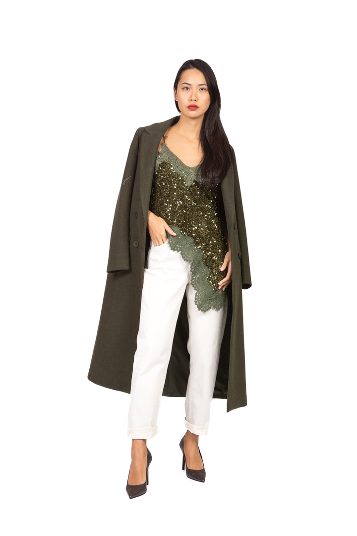 Tensione In - Top asimmetrico ciniglia paillettes Art. W25TC78