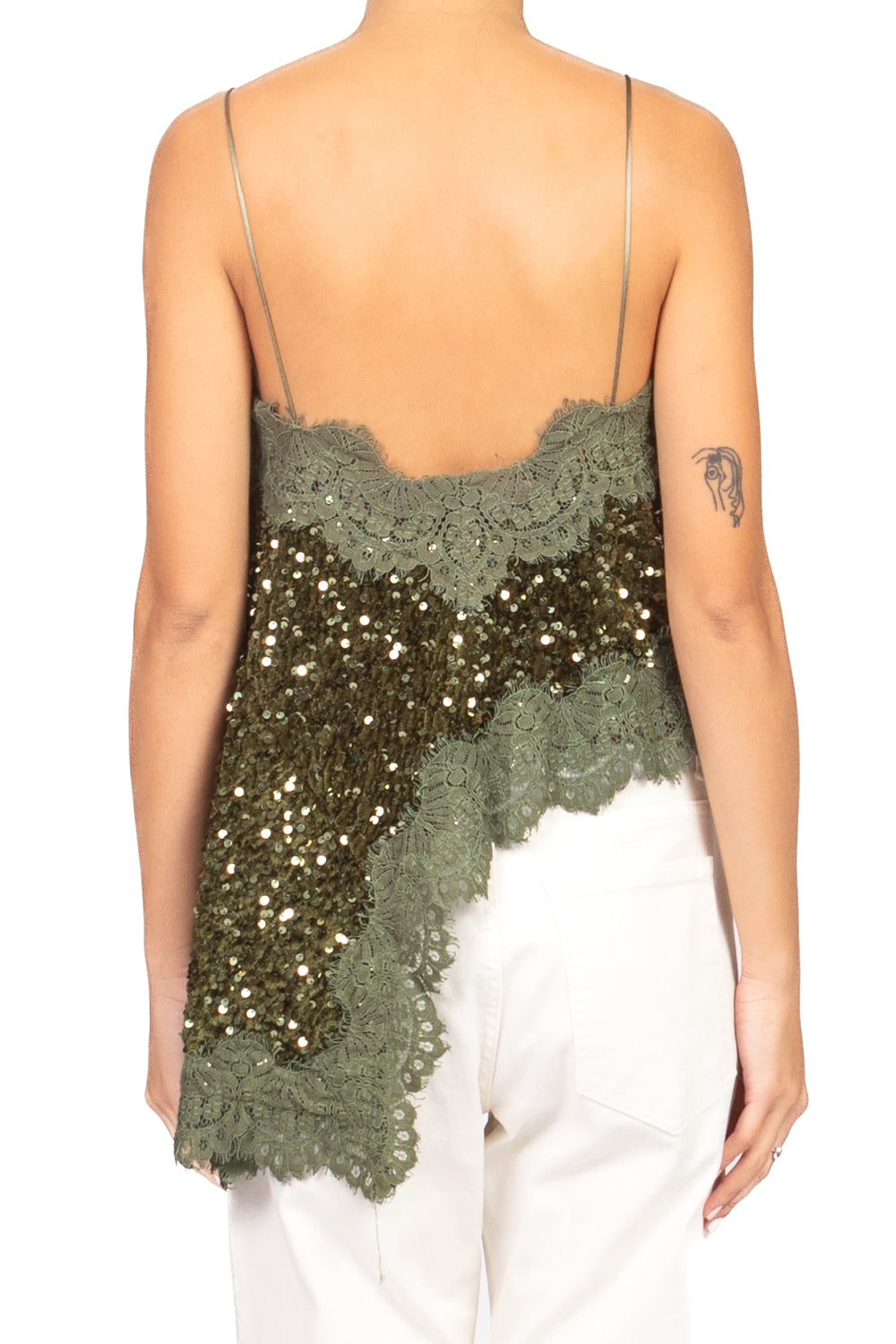 Tensione In - Top asimmetrico ciniglia paillettes Art. W25TC78