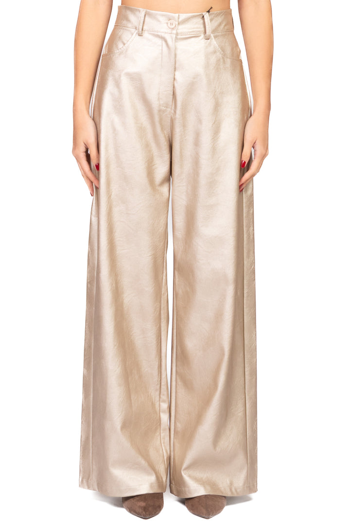 Tensione In - Pantalone palazzo ecopelle laminato Art. 224155-L