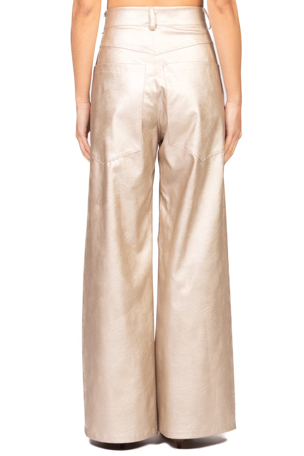 Tensione In - Pantalone palazzo ecopelle laminato Art. 224155-L