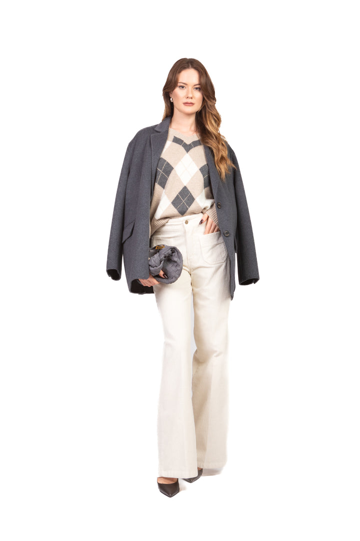 Tensione In - Maglia V con rombi filo lurex Art. D82060