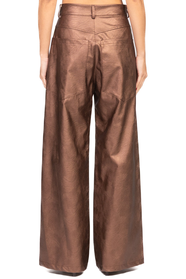 Tensione In - Pantalone palazzo ecopelle laminato Art. 224155-L