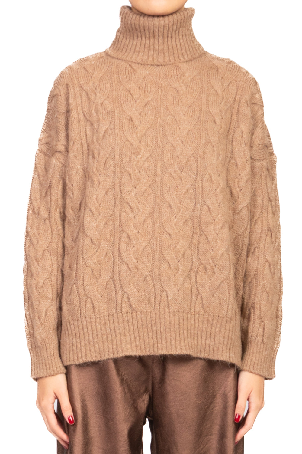 Tensione In - Maglia collo alto con trecce Art. W5HMJ57A461