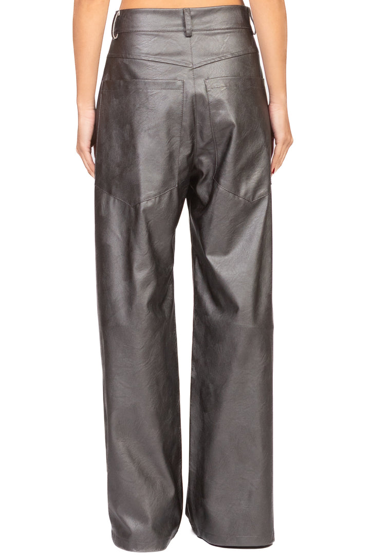 Tensione In - Pantalone palazzo ecopelle laminato Art. 224155-L