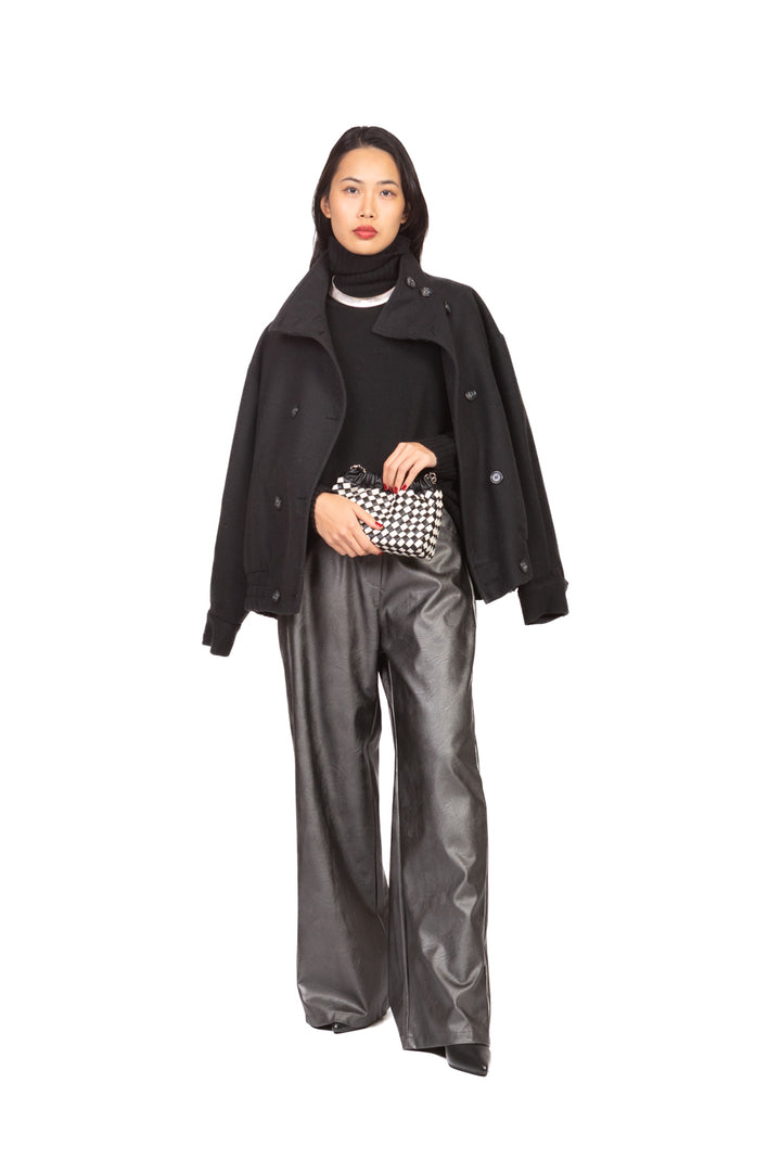 Tensione In - Pantalone palazzo ecopelle laminato Art. 224155-L