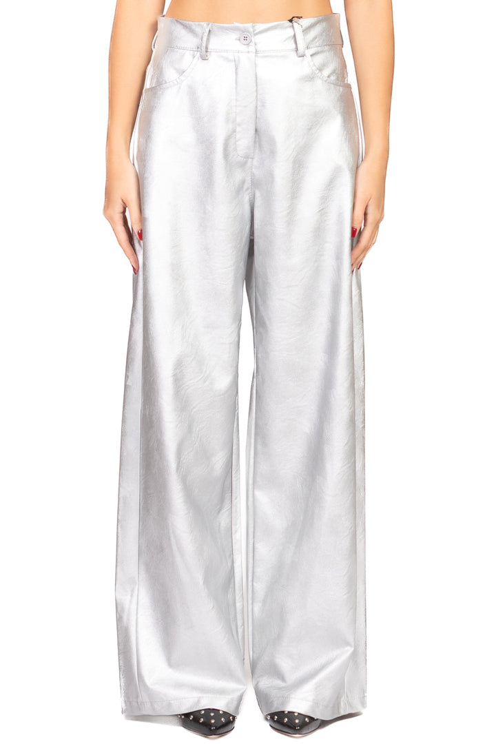 Tensione In - Pantalone palazzo ecopelle laminato Art. 224155-L