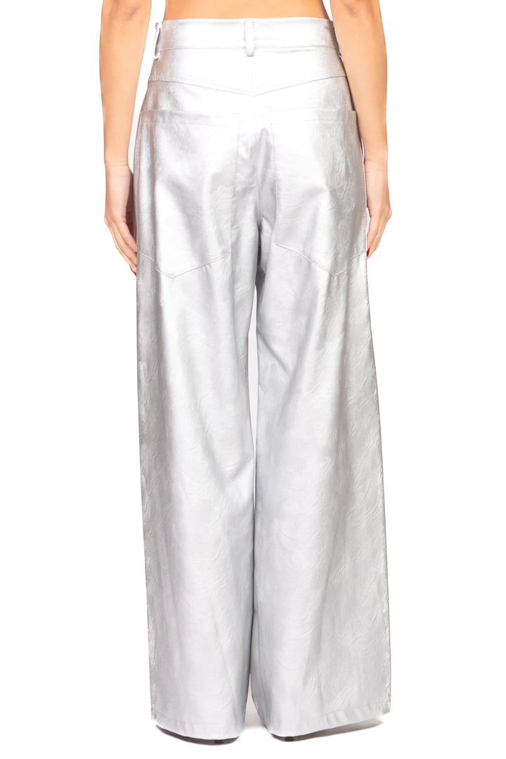 Tensione In - Pantalone palazzo ecopelle laminato Art. 224155-L