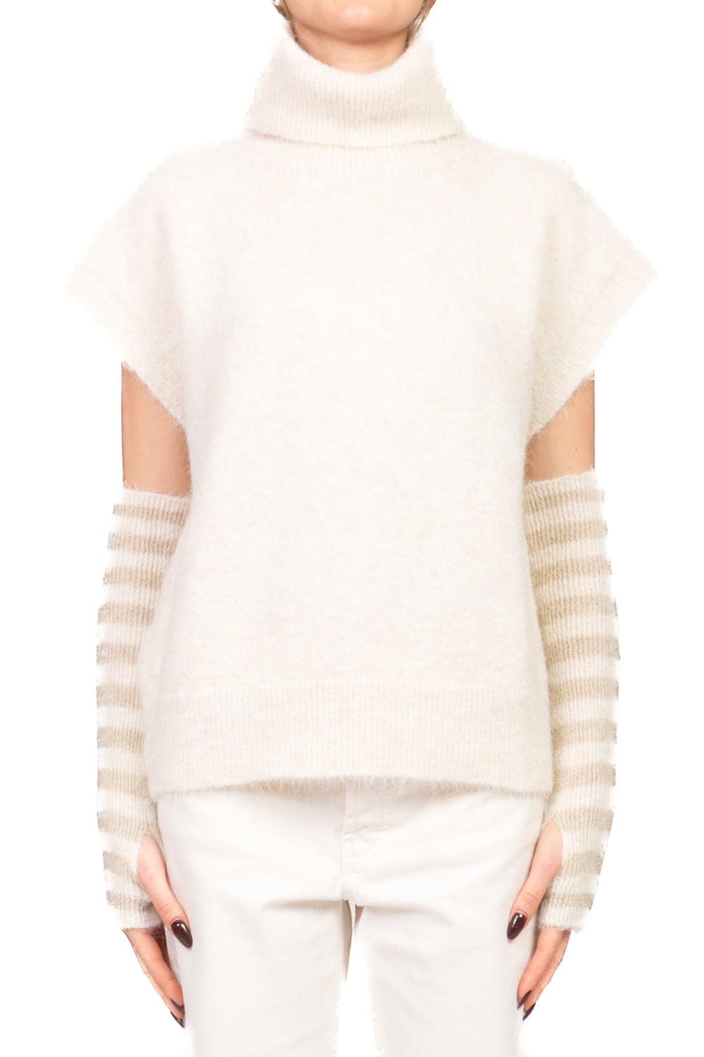 Tensione In - Gilet collo alto con manicotti rigati Art. 26031