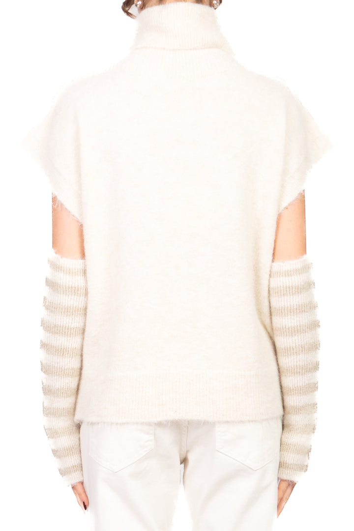 Tensione In - Gilet collo alto con manicotti rigati Art. 26031