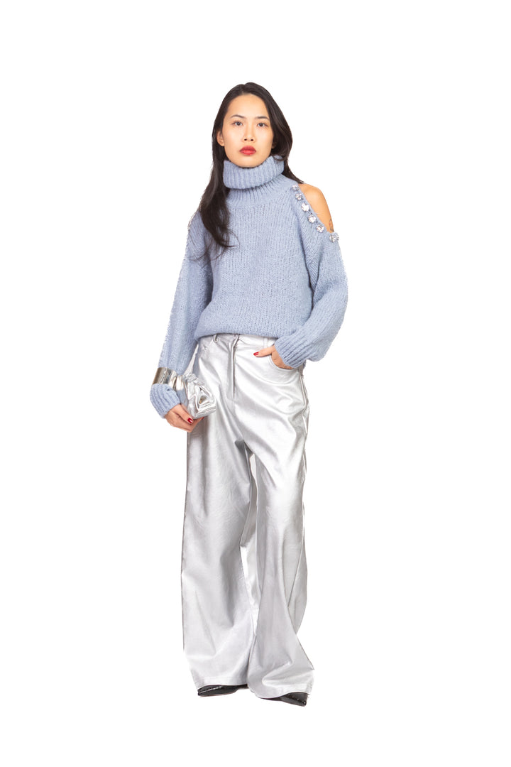 Kontatto - Maglia collo alto cut out con applicazioni Art. 3M1112NI