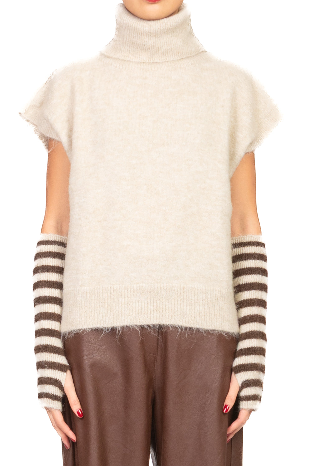 Tensione In - Gilet collo alto con manicotti rigati Art. 26031