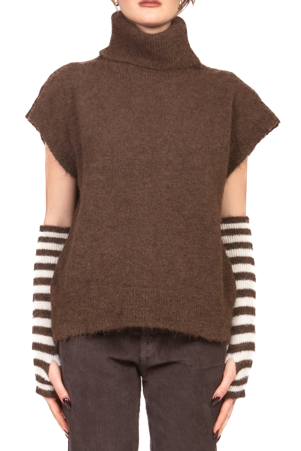 Tensione In - Gilet collo alto con manicotti rigati Art. 26031