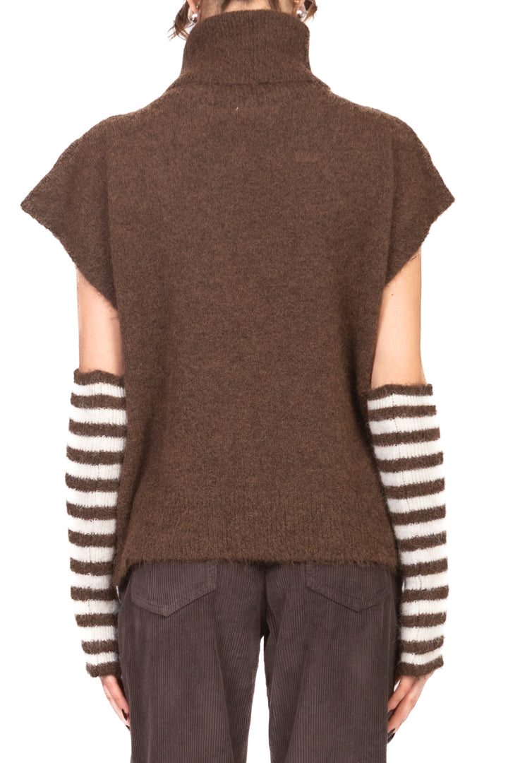 Tensione In - Gilet collo alto con manicotti rigati Art. 26031