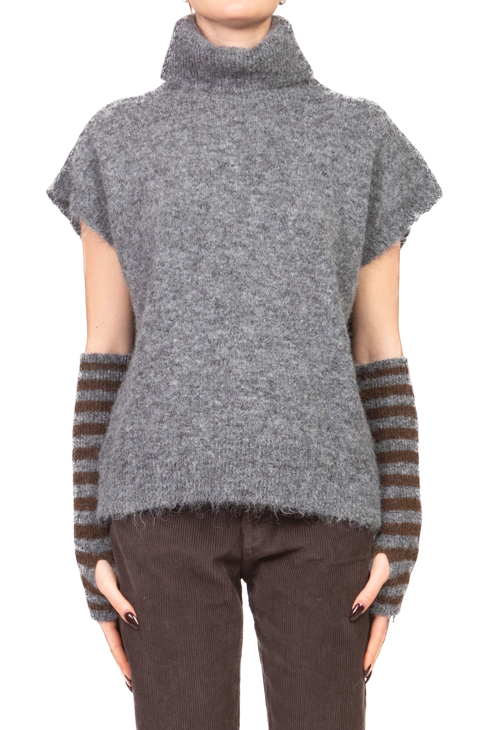 Tensione In - Gilet collo alto con manicotti rigati Art. 26031