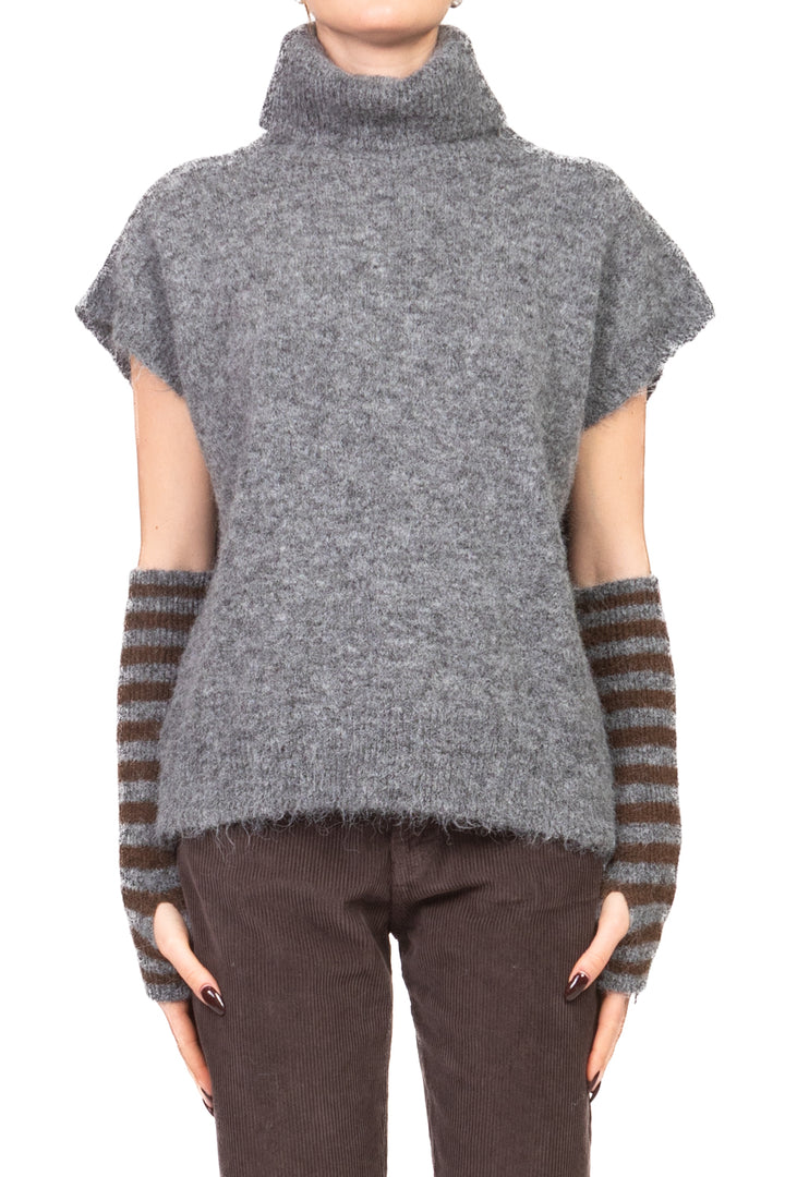 Tensione In - Gilet collo alto con manicotti rigati Art. 26031