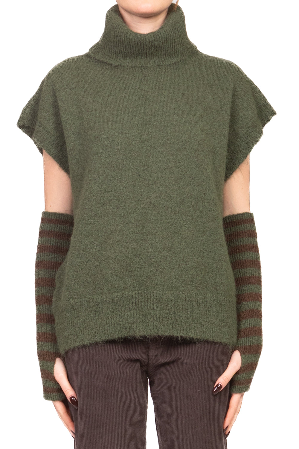 Tensione In - Gilet collo alto con manicotti rigati Art. 26031