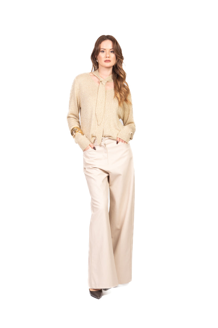 Dixie - Maglia lurex scollo v con fiocco Art. M566Y327