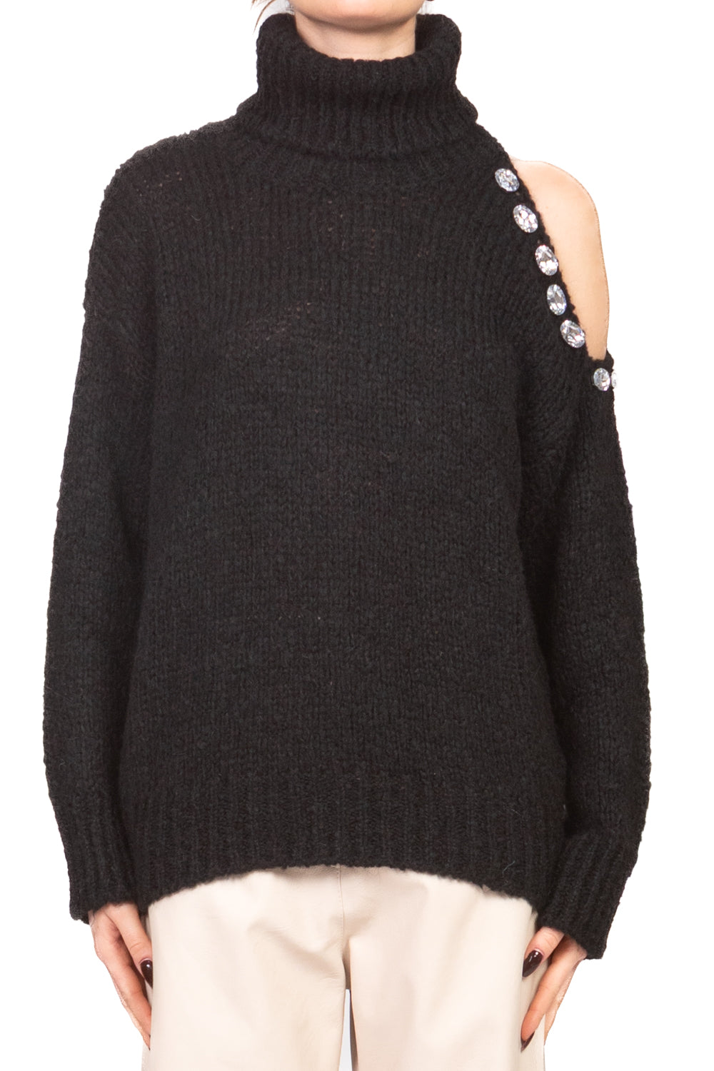 Kontatto - Maglia collo alto cut out con applicazioni Art. 3M1112NI