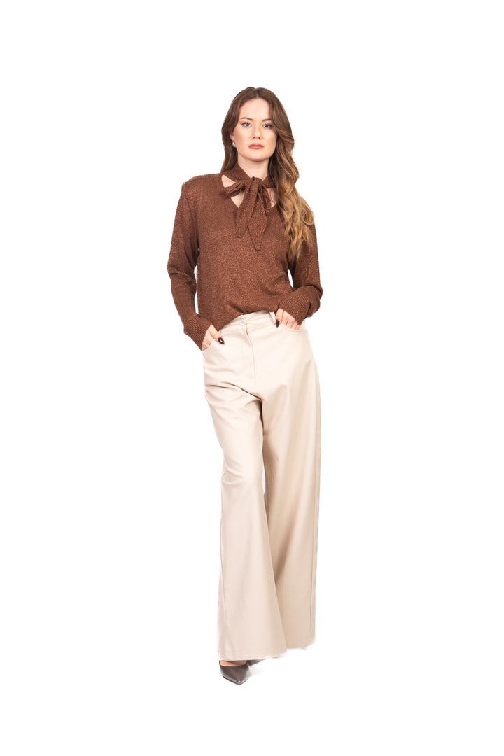 Dixie - Maglia lurex scollo v con fiocco Art. M566Y327