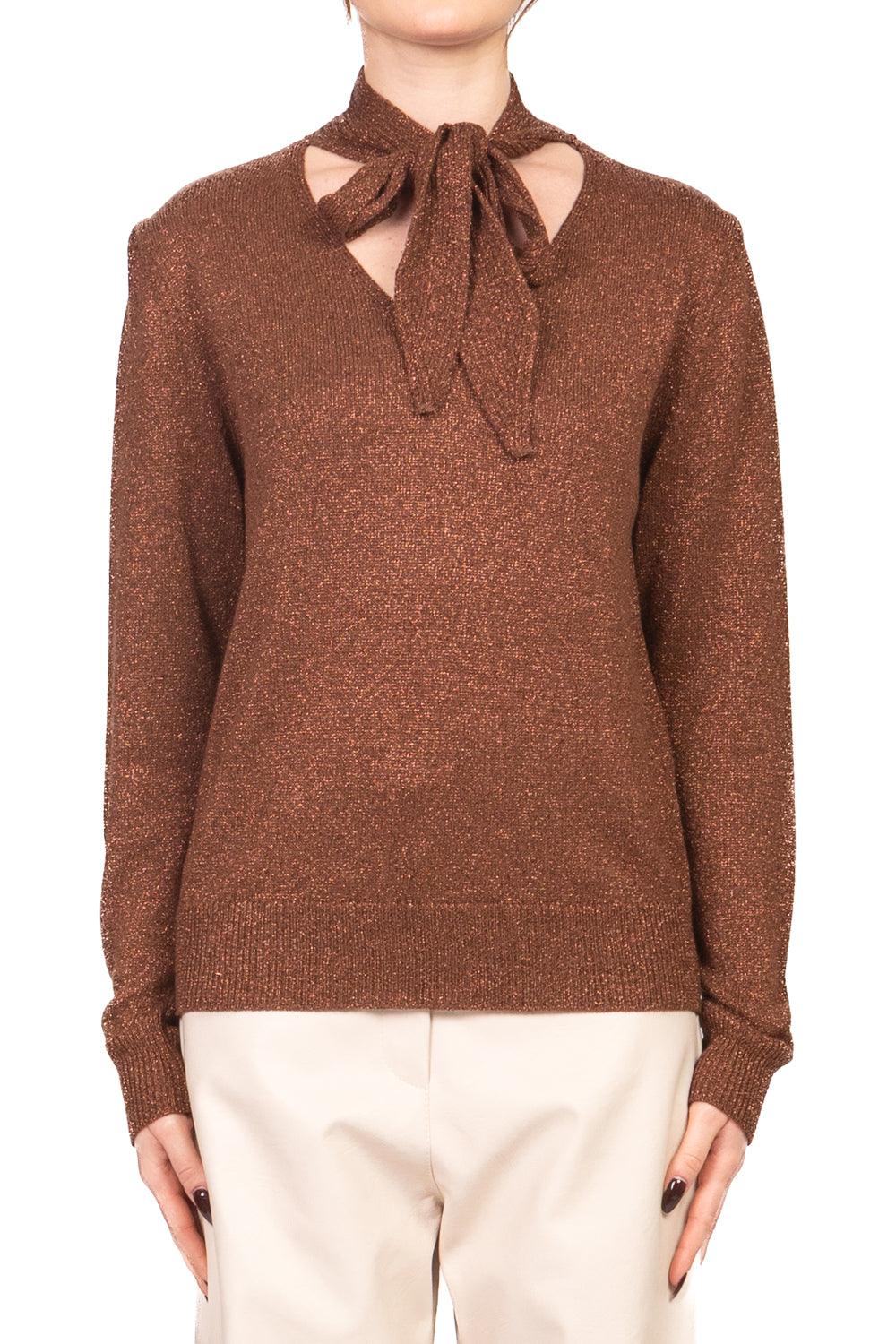 Dixie - Maglia lurex scollo v con fiocco Art. M566Y327