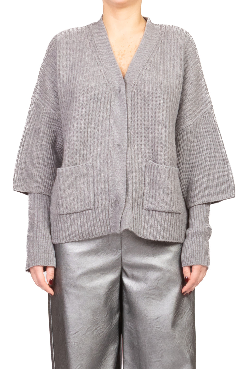 Tensione In - Cardigan a coste con manicotti Art. WL771AI25
