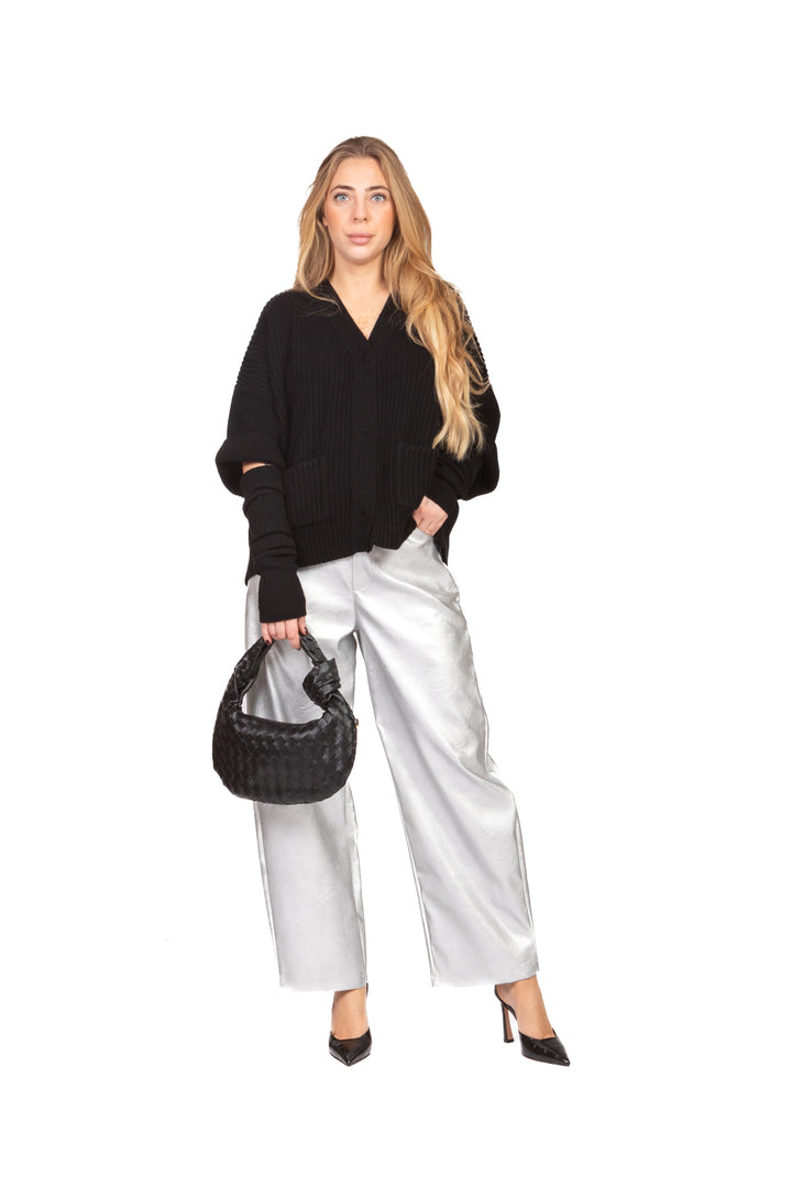 Tensione In - Cardigan a coste con manicotti Art. WL771AI25