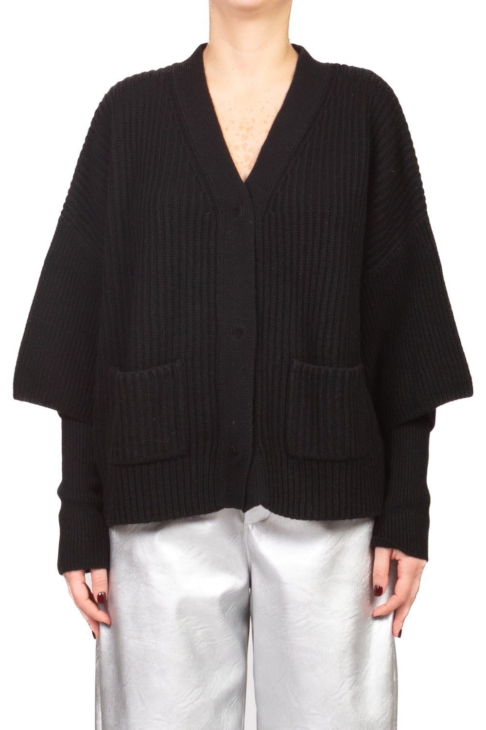Tensione In - Cardigan a coste con manicotti Art. WL771AI25
