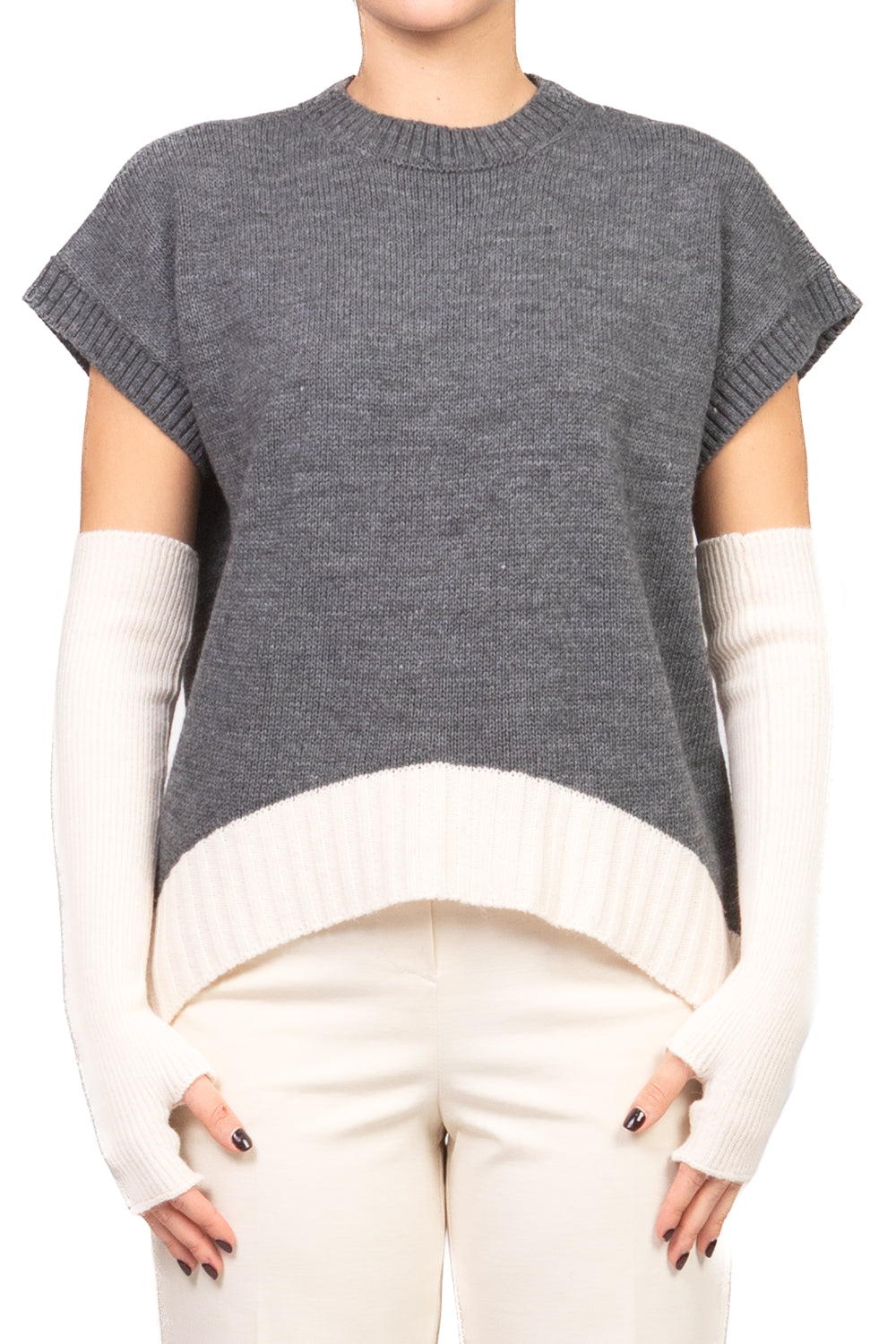 Tensione In - Gilet in maglia manicotti contrasto Art. W5HMT33A400