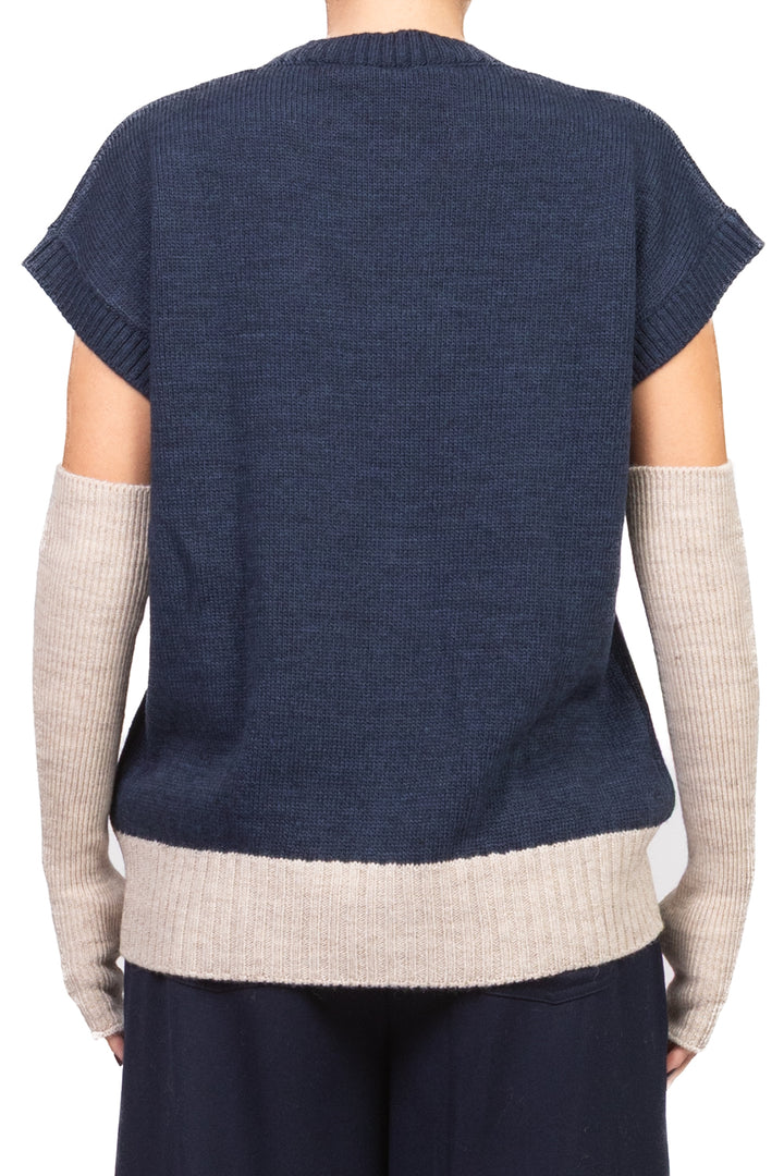 Tensione In - Gilet in maglia manicotti contrasto Art. W5HMT33A400