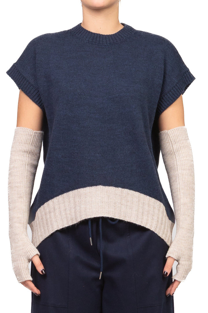 Tensione In - Gilet in maglia manicotti contrasto Art. W5HMT33A400