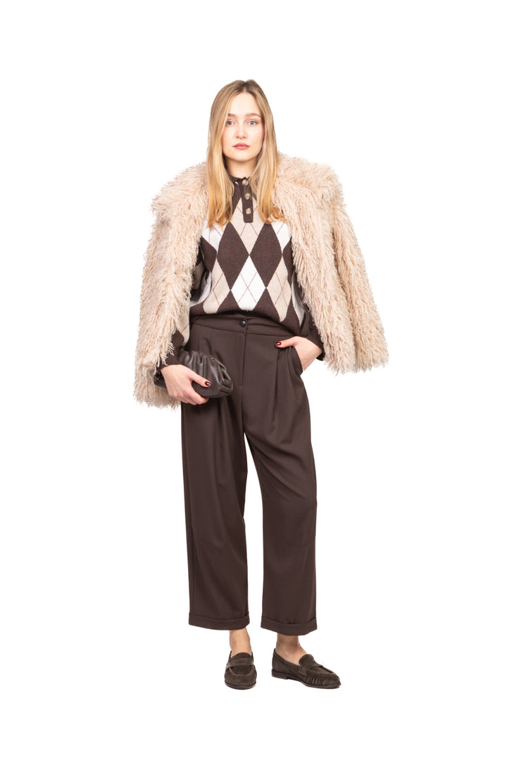 Vicolo - Giacca ecomongolia con cintura Art. TF2308