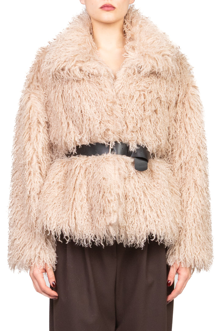 Vicolo - Giacca ecomongolia con cintura Art. TF2308