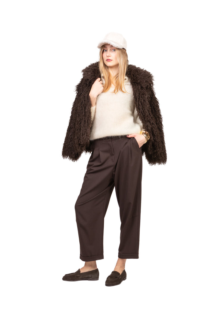 Vicolo - Giacca ecomongolia con cintura Art. TF2308