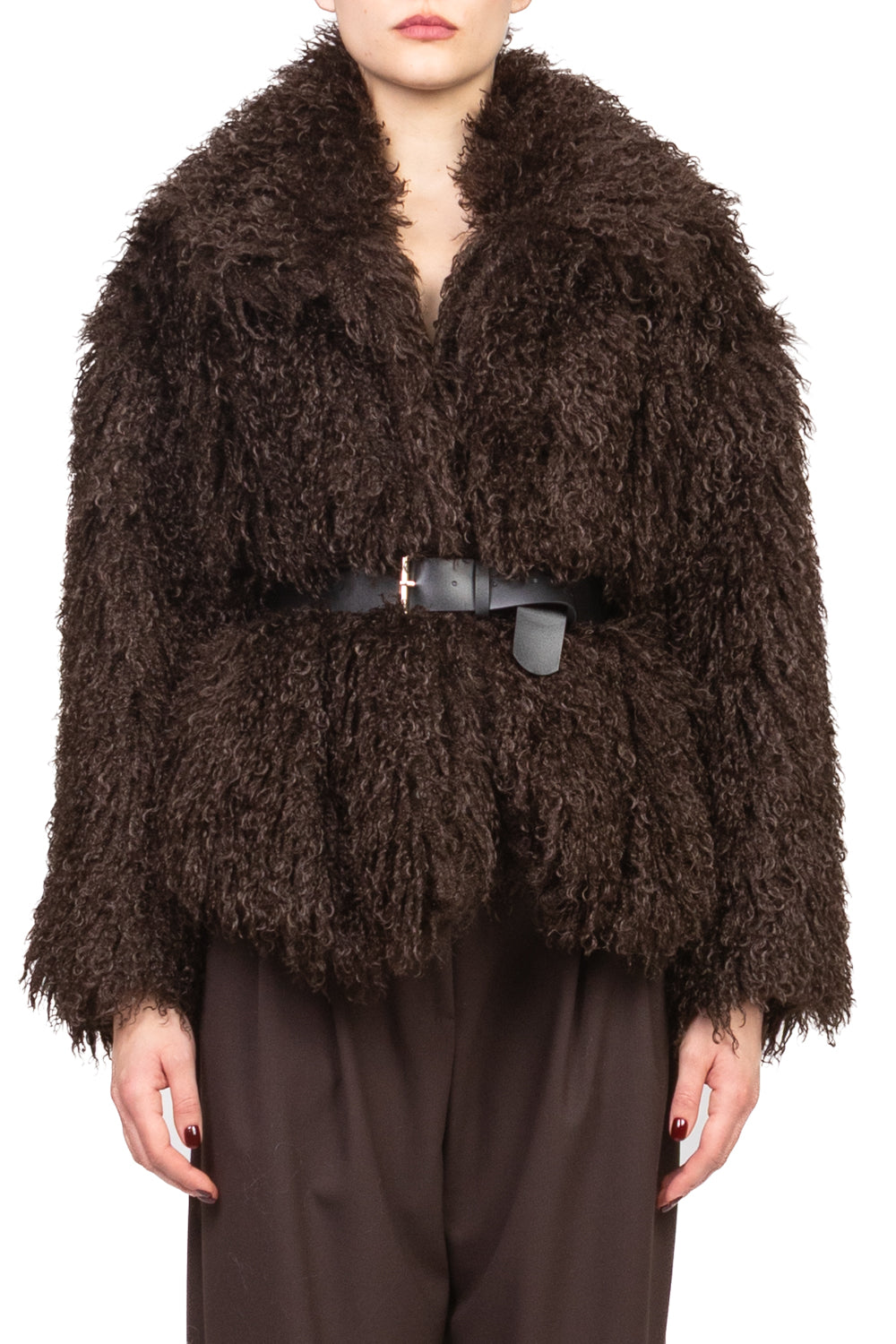 Vicolo - Giacca ecomongolia con cintura Art. TF2308