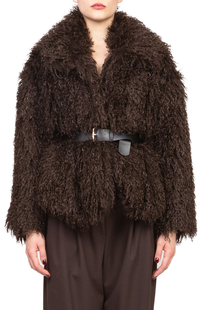 Vicolo - Giacca ecomongolia con cintura Art. TF2308